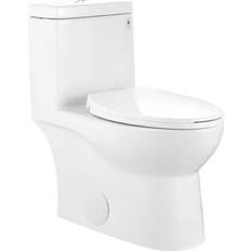 Toilets DeerValley Ally 1-Piece 1.1/1.6 GPF Dual Flush Elongated ADA Comfort Height Toilet in Glossy White Seat Included