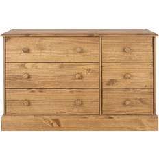 Chest of Drawers Alpen Home 3 plus 3 Wide Antique Wax Finish Chest of Drawer 116x77.3cm