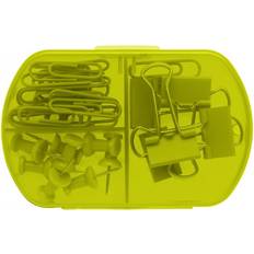 Cheap Paper Clips & Magnets eBuyGB Green Stationary Set Paper Bulldog Clips Push Pins