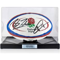 Exclusive Memorabilia Jonny Wilkinson And Martin Johnson Signed England Rugby Ball. Display Case With Plaque
