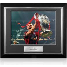 Exclusive Memorabilia James Milner Signed Liverpool Football Photo: Champions League Trophy. Deluxe Frame