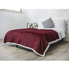 Textiles PAVILIA Burgundy Red Sherpa Fleece Throw Blanket for Couch Twin Blankets Red