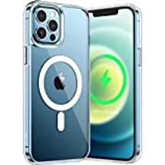 JeTech Magnetisk Skal för iPhone 12 Pro Max 6,7 Tum för MagSafe Trådlös Laddning, Stötskyddad Telefon Bumper Case, Repfri Klar Tillbaka Klar