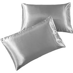 Pure Bedding Satin 2 Pack Pillow Case Gray