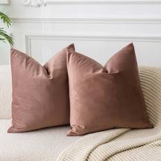 JUSPURBET Jam Soft Velvet Cushion Cover Brown (55.9x55.9cm)