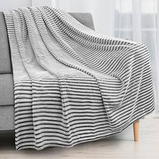 PAVILIA Super Soft Fleece Throw Blanket Black and White Blankets White, Black