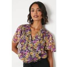 Dorothy Perkins Tall Floral Chiffon Shirred Hem Wrap Blouse