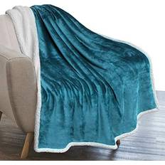 Turquoise Blankets PAVILIA Plush Sherpa Fleece Blankets Turquoise