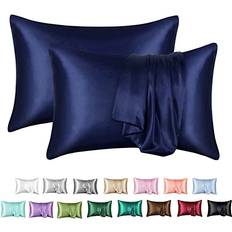 Textiles MR&HM Satin Silk Pillow Case Blue