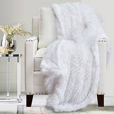 Textiles The Connecticut Home Company Soft Fluffy Warm Shag Sherpa Blankets White