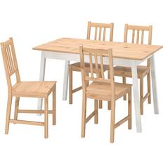 IKEA PINNTORP Light Brown/White Bordsgrupp 75x125cm 5st