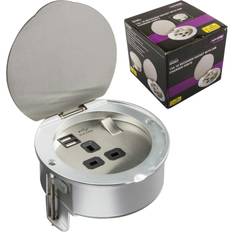 Knightsbridge SK003 13A 1G Recessed Socket with USB Charger Ports Stainless Steel