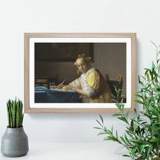 East Urban Home A Lady Writing a Letter Johannes Vermeer Picture Painting Framed Art
