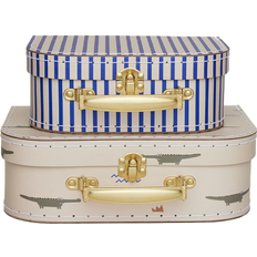 Beige Kuffertsæt OYOY Mini Suitcase Crocodile & Stripe Set Of 2