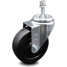 DIY Accessories Service Caster 4 Inch Soft Rubber Wheel Swivel 10mm Threaded