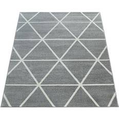 Rectangulaire Tapis Paco Home Tapis De Salon À Poils Ras 60 x 100 cm - Losanges En Gris Gris