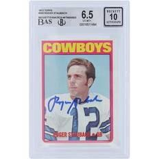 Topps Roger Staubach Dallas Cowboys Autographed 1972 #200 Beckett Fanatics Witnessed Authenticated 6.5/10 Rookie Card