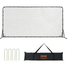 Fußballausrüstung VEVOR Fußball Rebound Netze Tragbares Prellwand Fußball 366 x 121 x 183 cm, Rebounder Fußball Rückprallnetz Eisenrohr & PE-Netz Kinder & Jugendliche Verstellbar Fußballtor Rebounder Kicker Schwarz