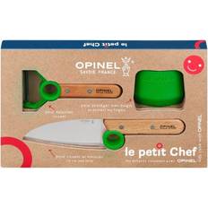 Opinel Le Petit Chef sæt skrællekniv, kokkekniv fingerbeskyttelse børn, grøn