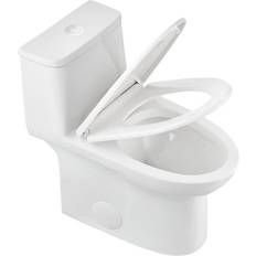 Toilets DeerValley Ursa 1-Piece 1.1/1.6 GPF Dual Flush 12 in. Rough in Size Comfortable Height Elongated Toilet in White Seat Included