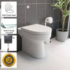 Ceramica Back To Wall BTW Toilet Pan WC Soft Close Top Mounted Seat Cistern Flush Button