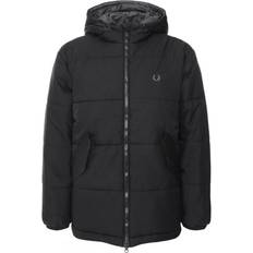 Clothing Fred Perry Mens Black Primaloft Isulated Hooded Jacket