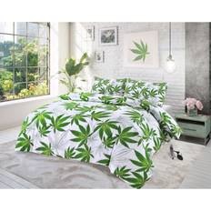 Textiles Kampala hill King, Cannabis Hemp Duvet Cover Green