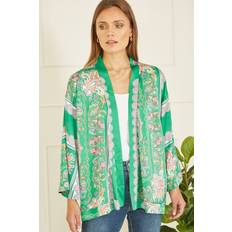 MELA Green Paisley Print Satin Kimono