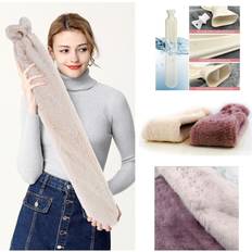 Geezy Extra Long Hot Water Bottle With Premium Faux Fur Fluffy Cover Pain Relief 2 Ltr