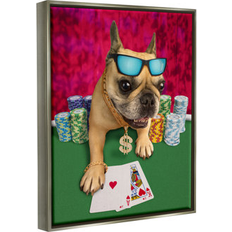 Interior Details Stupell Cool French Bulldog Gambling Casino Poker Chips Floater Print on Framed Art