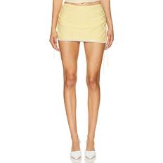 Giallo Gonne GUIZIO Gingham Ruched Side Tie Mini Skirt - Yellow