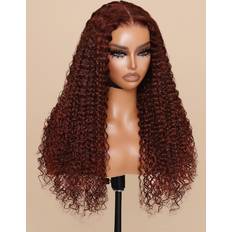 UNice Bye-Bye Knots 7x5 Glueless Lace Curly Wig 14 inch Reddish Brown