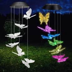 Geezy Butterfly Solar Wind Chimes 6 Colourful