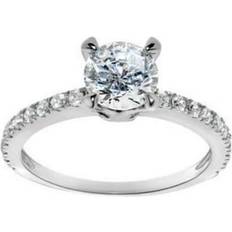 Precious Stars Precious Stars 14k White Gold 1.2 Carat TGW Round Cut Diamonette Engagement Ring