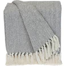 Textiles Homeroots Handloomed Light Cotton Blankets Gray