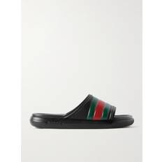 Gucci Men Slippers & Sandals Gucci Striped Rubber Slides Men Black