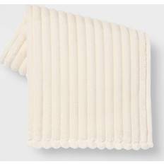 Blankets Room Essentials Ribbed Plush Blankets White