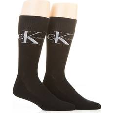 Calvin Klein Socks Calvin Klein Men's Monogram Cushion Crew Socks Pack in Black 201DR89 HisRoom.com