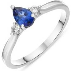 Sapphire - White Gold Rings C W Sellors 18ct White Gold Sapphire Diamond Pear Cut Three Stone Ring