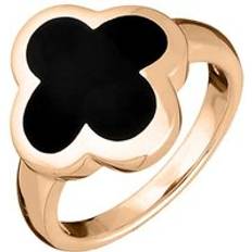 Rose Gold Rings C. W. Sellors 9ct Rose Gold Whitby Jet Bloom Four Leaf Clover Ring