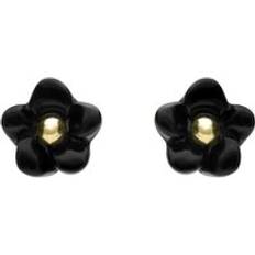 Gold Earrings C. W. Sellors 9ct Gold Whitby Jet Tuberose 6mm Stud Earrings Gold