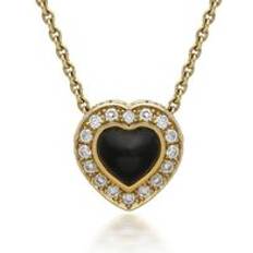 Yellow Necklaces C. W. Sellors 18ct Gold Whitby Jet 0.22ct Diamond Heart Shaped Necklace Gold