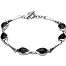 White Gold Bracelets C. W. Sellors 18ct White Gold Whitby Jet 0.09ct Diamond Six Stone Pear Bracelet