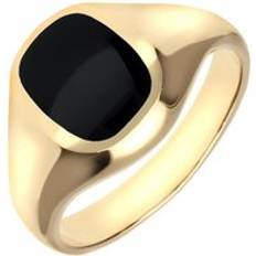 Oro Anillos C. W. Sellors 18ct Gold Whitby Jet Cushion Signet Ring