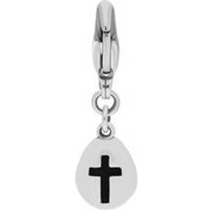 Oro Blanco Amuletos y Colgantes C. W. Sellors 18ct White Gold Whitby Jet Pear Shaped Cross Clip Charm Option1 Value White Gold