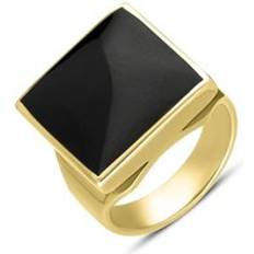 Yellow Rings C. W. Sellors 18ct Gold Whitby Jet Square Ring Gold