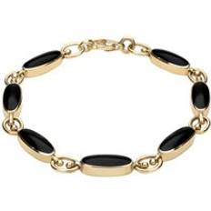 C. W. Sellors 18ct Gold Whitby Jet Long Oval Bracelet