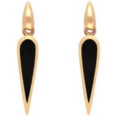 Rose Gold Earrings C. W. Sellors 9ct Rose Gold Whitby Jet Toscana Slim Pear Drop Earrings Rose Gold