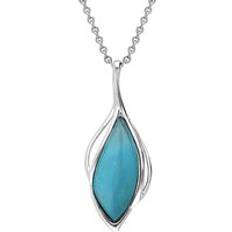 Turquoise Necklaces C. W. Sellors 18ct White Gold Turquoise Open Marquise Shaped Necklace Gold