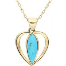 Or Colliers C. W. Sellors 9ct Gold Turquoise Centre Stone Heart Necklace Gold